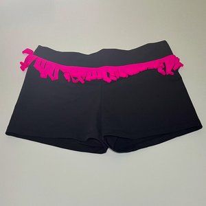Black Dance Shorts with Pink Fringe